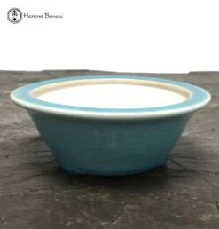 Round Turquoise Crackle Glaze Ceramic Bonsai Pot (13cm)