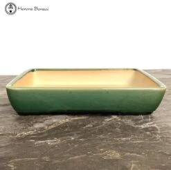 Crackle Glazed Green Rectangle Bonsai Pot (23cm)