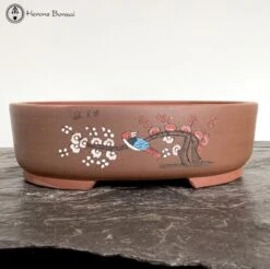 Oval Decorated Unglazed Pot (34.5cm) | Brown