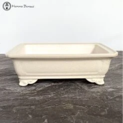Cream Crackle Glazed Bonsai Pot (25cm)