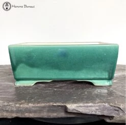 Green Crackle Glaze Rectangle Ceramic Bonsai Pot (27cm)