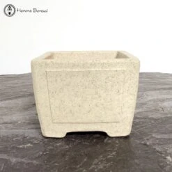 Ancient Yellow Square Bonsai Pot (10.5cm)