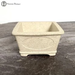 Ancient Yellow Square Bonsai Pot (12.5cm)