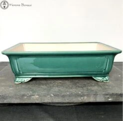 Ceramic Crackle Glazed Green Rectangle Bonsai Pot (40cm)