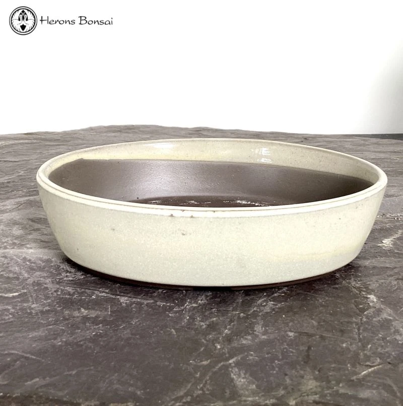 Mizutani Cream Oval Ceramic Bonsai Pot (21cm) 3 Mizutani Cream Oval Ceramic Bonsai Pot (21cm)